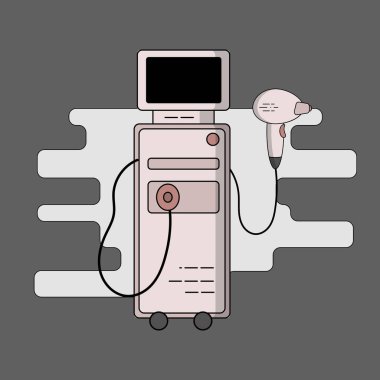 Vektör donanımları, lazer, fotoğraf ve elektro epilasyon için düz Illustration. Diode lazer, safir uç, yordamı için aksesuarlar