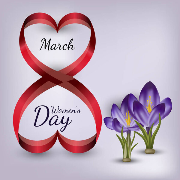Векторная открытка с цветами. 8 марта Женский день
