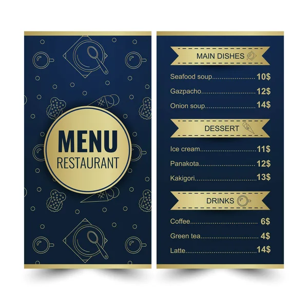 Restaurant Menu Design Vector Pattern Icons Linear Style Pattern Dark — Stock Vector