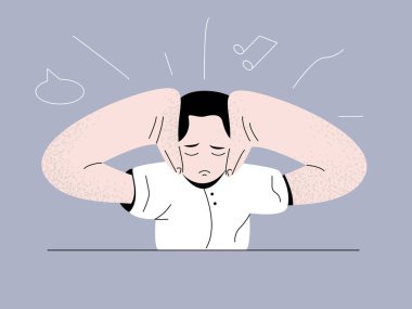 Otizm. Çocuklarda otizm sendromunun ilk belirtileri. Bir çocukta otizm belirtileri ve belirtileri. Vektör düz resimleme.