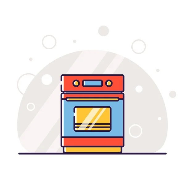 Kitchen Electric Appliances Cooking Electric Stove Oven Vector Flat Illustration — Stock Vector