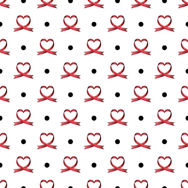 Vector Seamless Pattern Ribbons Shape Heart Symbol Fighting Cancer Valentine — Stock Vector