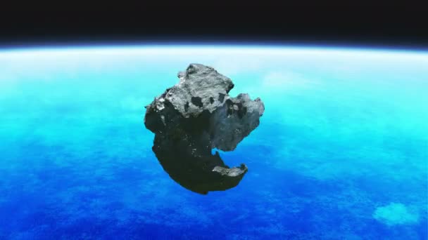 Meteoriten-Steinrotation Erde — Stockvideo