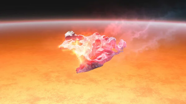 Огненный метеорит, падающий на солнце — стоковое фото
