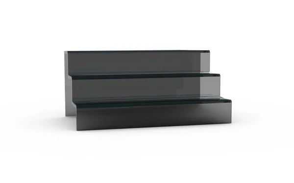 Three tier with black glass of display stand — Stock Photo, Image