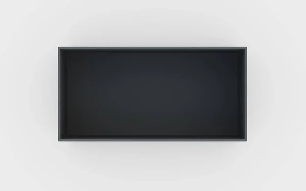 Black plastic box tray top view — Stock Photo, Image