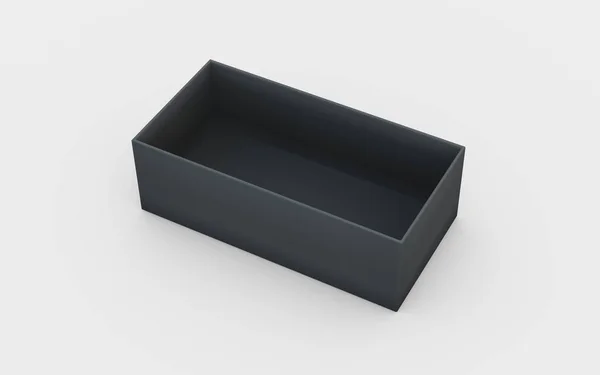 Czarne plastikowe pudełko taca widok — Zdjęcie stockowe