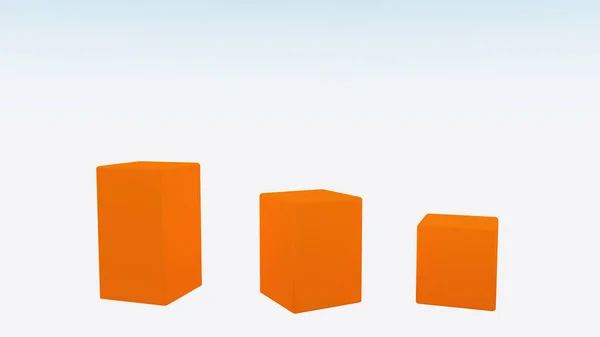 Three orange squares for window display — Stock Photo, Image