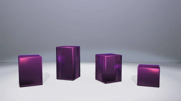 Vetrina in metallo viola cubo stand — Foto Stock