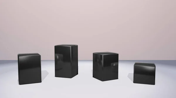 Vitrine suporte de cubo preto — Fotografia de Stock
