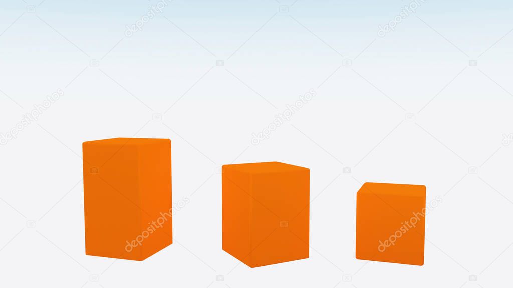 three orange squares for window display