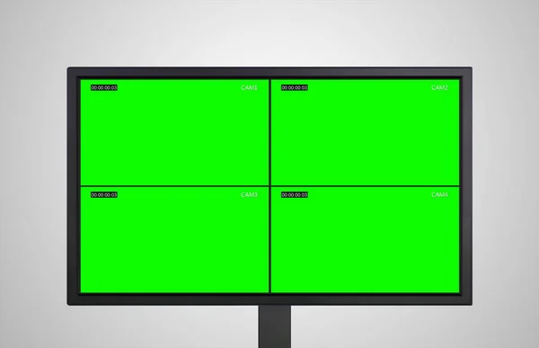 Monitor desktop dengan 4 tampilan dari rekaman cctv — Stok Foto