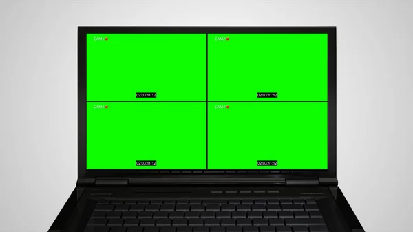 Монітор ноутбука 4 дисплеї запис — стокове фото
