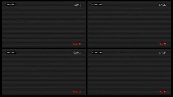 Cctv empat layar dengan titik rec — Stok Foto