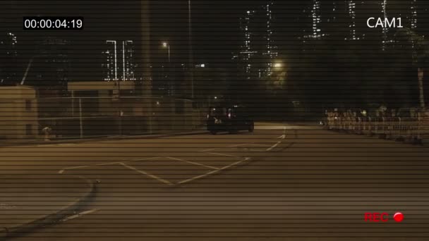 Камера Видеонаблюдения Ночью Фиксирует Дорогу Гонконге — стоковое видео
