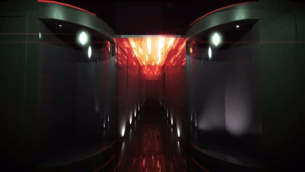 Space Corridor Led Light Rendering — Stock Video