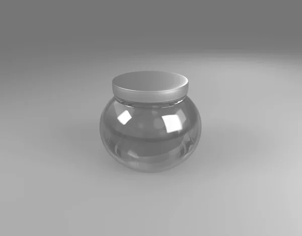 用3D渲染球面上的玻璃瓶 — 图库照片