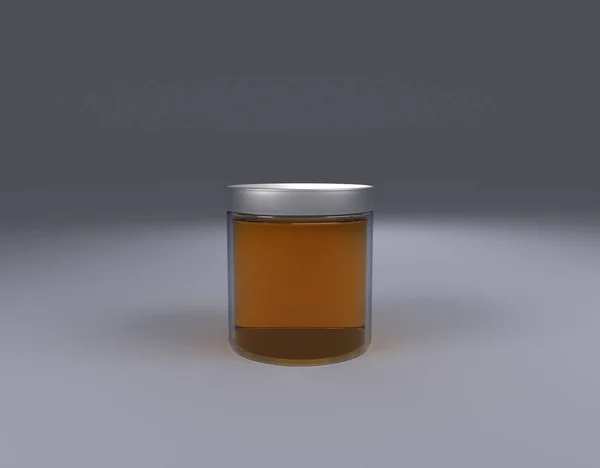 Glas honung burk på kon framsida — Stockfoto