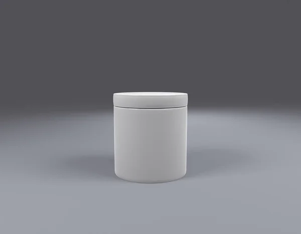 Λευκό πλαστικό Jar μπροστινή όψη — Φωτογραφία Αρχείου