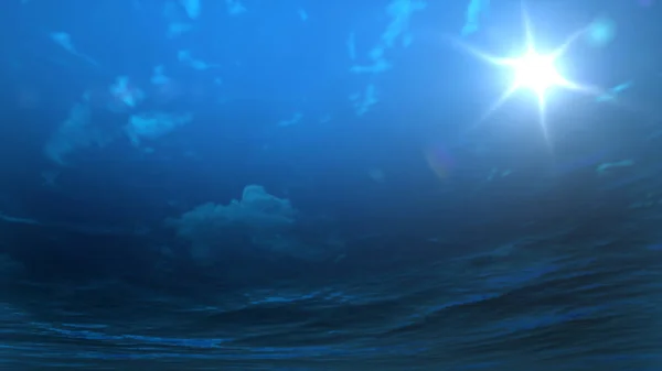 Unterwasser mit bewölktem Himmel — Stockfoto