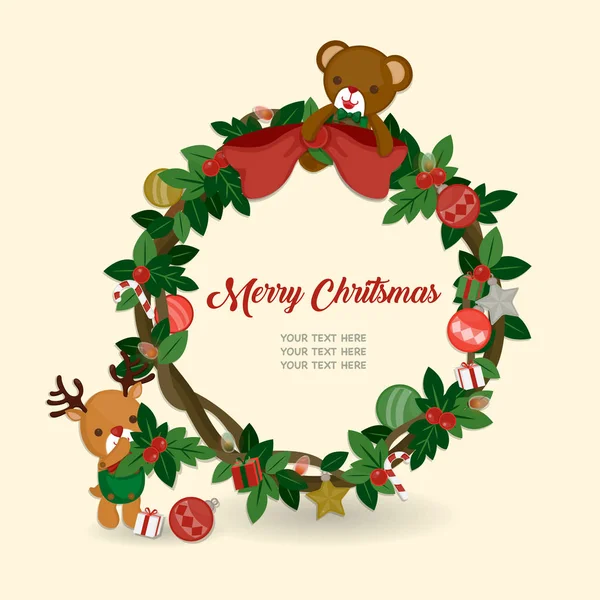 Illustrazione natalizia con elementi carini su sfondo bianco . — Vettoriale Stock