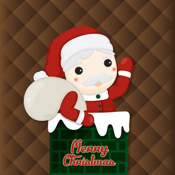 Illustration de Noël avec des éléments mignons sur fond brun . — Image vectorielle