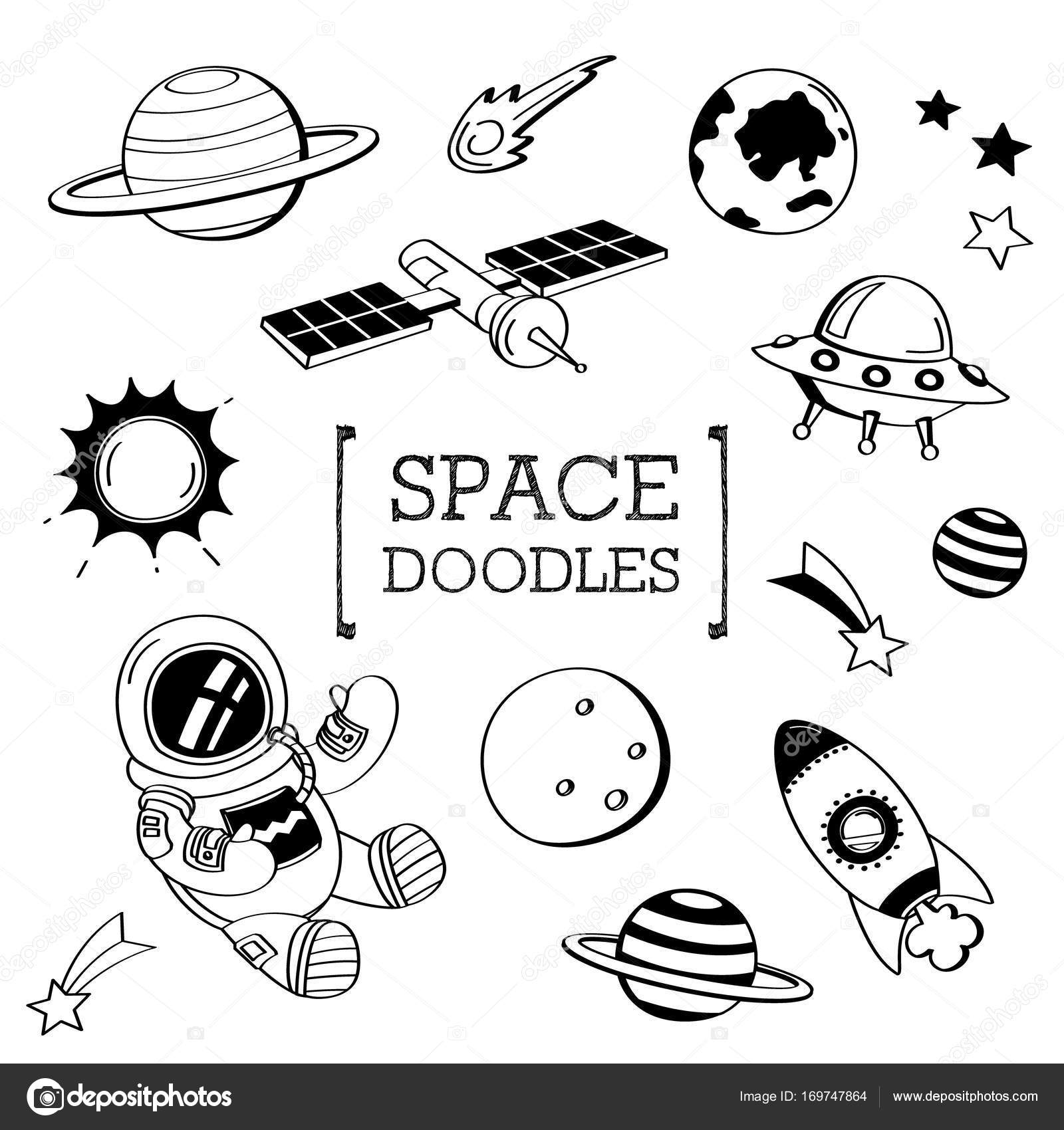 Space Doodle Hand Drawing Styles Of Space Stock Vector