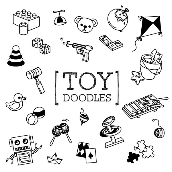 Doodle de brinquedos, estilos de desenho de mão de brinquedos —  Vetores de Stock