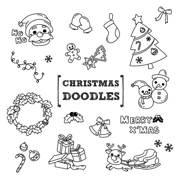Doodle de Navidad, Estilos de dibujo a mano de Navidad . — Archivo Imágenes Vectoriales