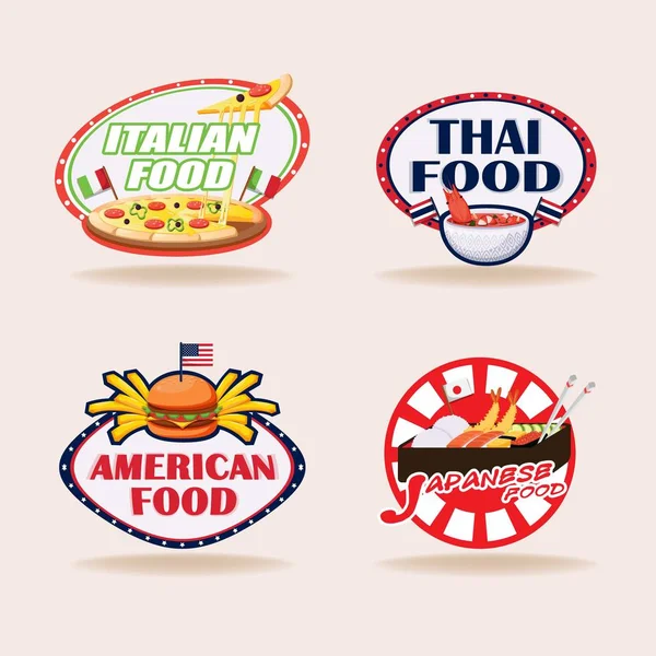 Set of illustration of international food. — Stock Vector