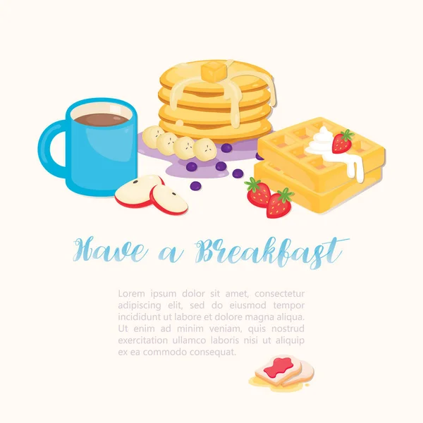 Plantilla de desayuno. Comida para el desayuno . — Vector de stock