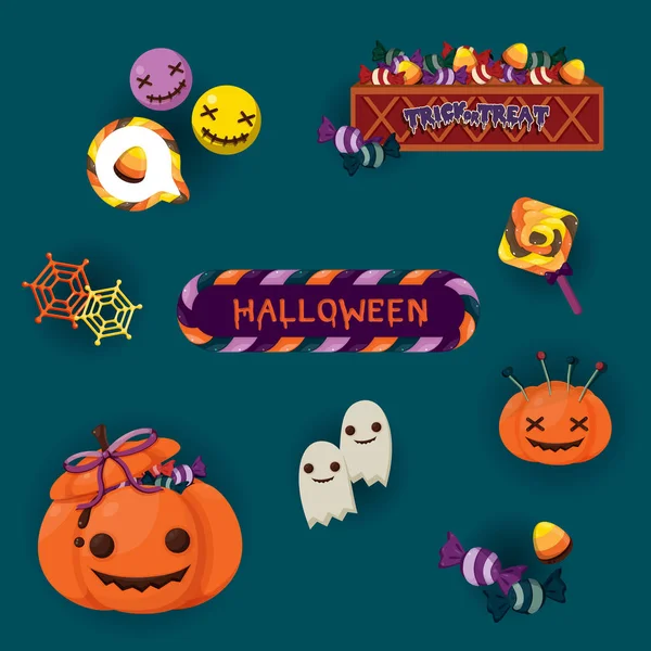 Halloween Aranyos Tárgyakat Halloween Kártya Több Halloween Elem — Stock Vector