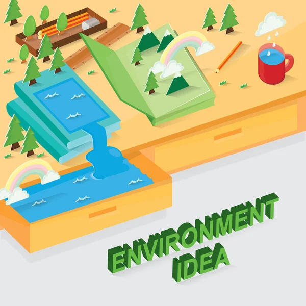 Vector Εικονογράφηση Της Γραφείο Πράσινο Περιβάλλον — Διανυσματικό Αρχείο