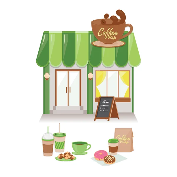 Café Ilustración Vectorial Estilo Plano — Vector de stock