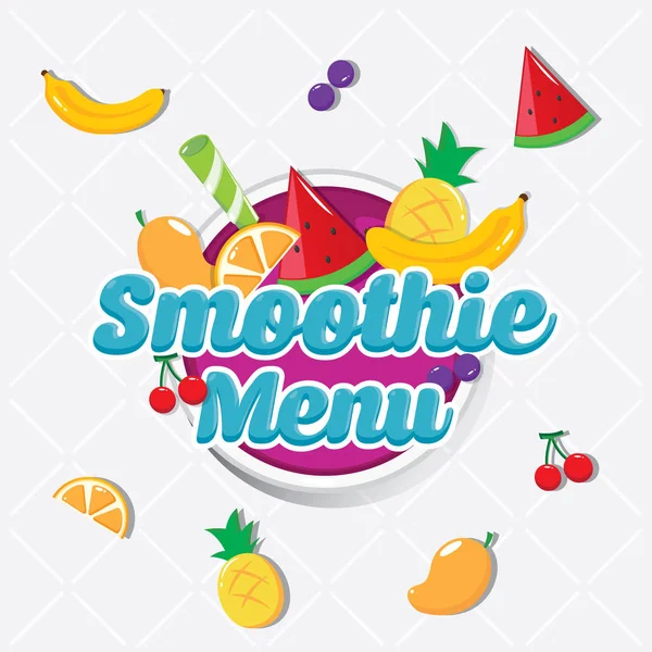 Diversi Frutti Tropicali Menu Frullati Illustrazione Vettoriale — Vettoriale Stock