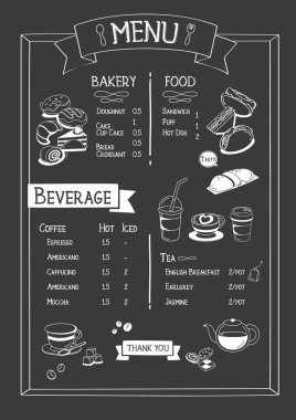Blackboard Cafe menü ile ekmek, yiyecek ve içecek.