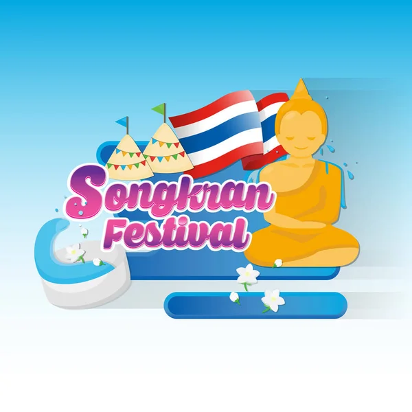 Songkran Festival Het Thaise Cultuur Water Festival April — Stockvector