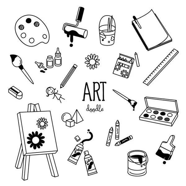 Art Doodles Desenho Mão Estilos Objetos Arte — Vetor de Stock