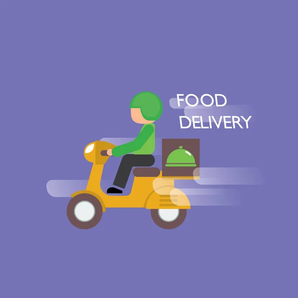 Fast Delivery Scooter Vector Cartoon Illustration Vector Design Logo Food — Stock Vector