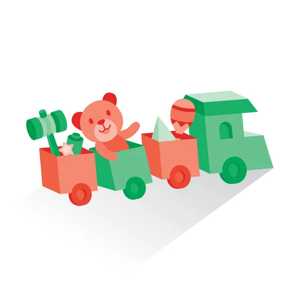 Vector Illustration Train Carry Lot Toy — Stock Vector