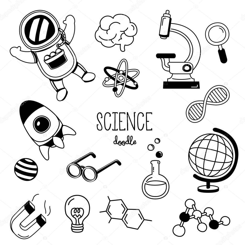 Hand drawing styles science. Science doodle.