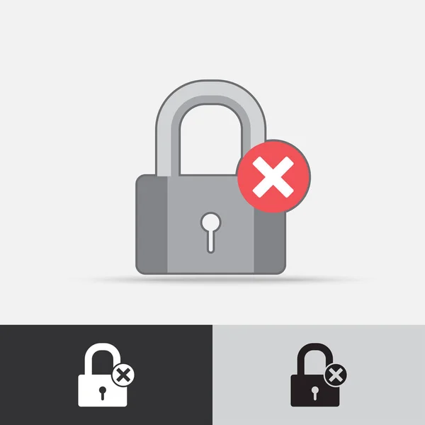 Insecure Pad Lock Vector Icon Flat Design — Stock Vector