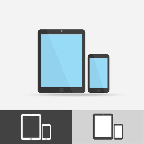 Plochý Design tabletu telefon vektorové ikony — Stockový vektor