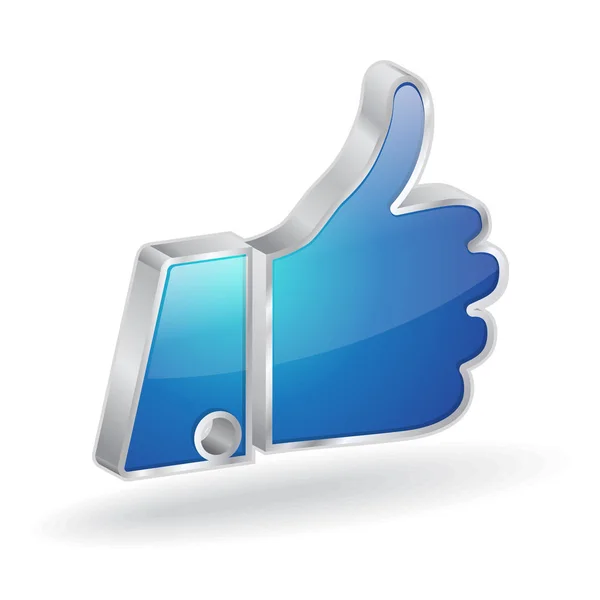 Thumbs Up 3d Glossy Vector Icon Design — Stock Vector