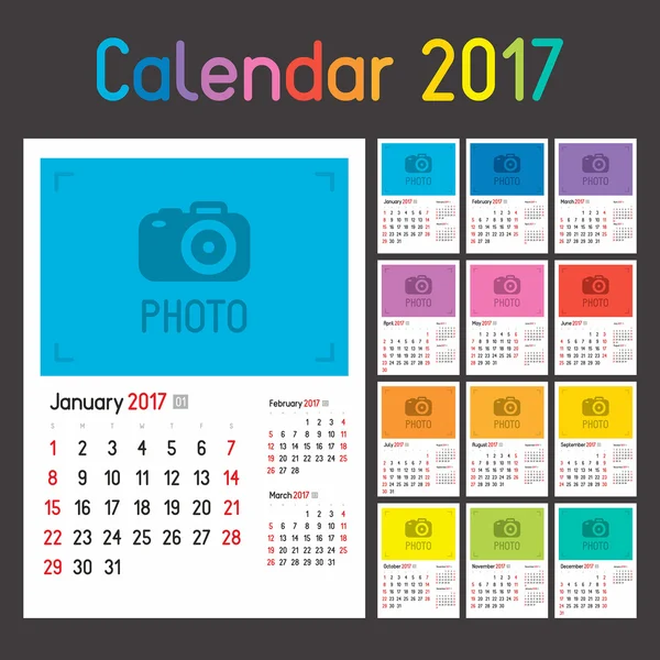 Kalender Planner voor 2017 — Stockvector