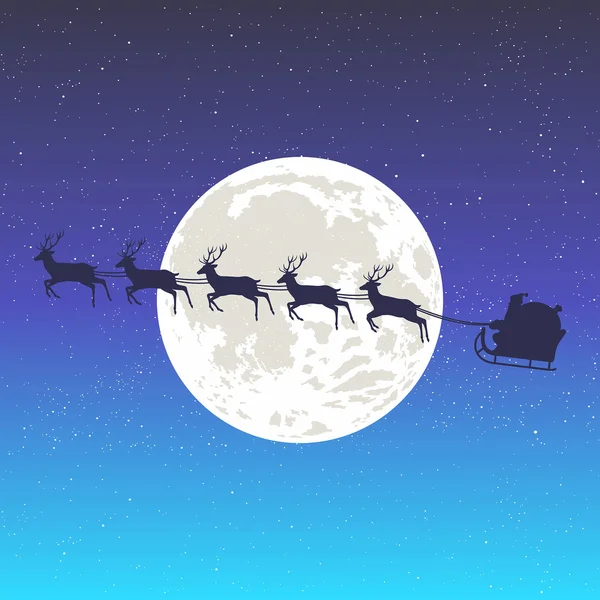 Santa And The Moon — Stock Vector