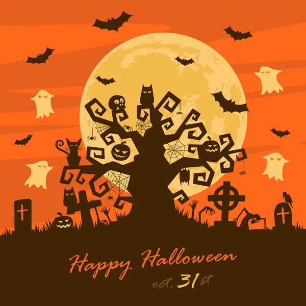 Halloween nacht achtergrond — Stockvector