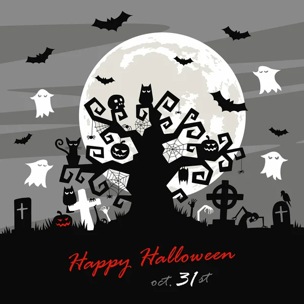 Halloween nacht achtergrond — Stockvector