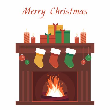 Noel şömine vektör 