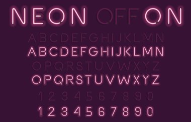 Neon ışık alfabe vektör yazı tipi